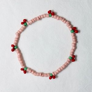 Rose Pink Cherry Bead Bracelet